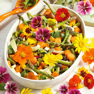 Edible Flowers and Herbs Selection - Culinary and Decorative Marvel, Striking Composition for Borders and Balconies - Premium Seeds