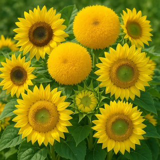 Tournesol - Naine Mélange - Variétés attirant les papillons et les abeilles - Helianthus annuus - Grand sachet - 100 g