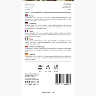 Thym - Aromatique, idéal pour les plats de viande - Thymus vulgaris
