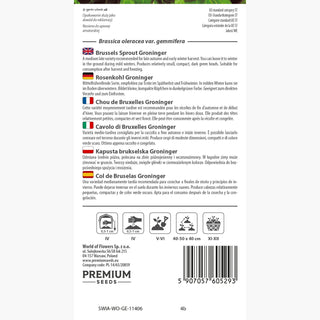 Chou de Bruxelles - Groninger - Excellente pour la cuisson et la congélation