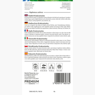 Radis Krakowianka - Variété précoce pour sol et serres, résistante et savoureuse