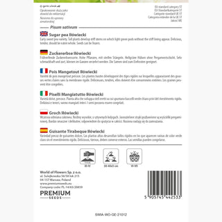 Pois Mangetout Iłówiecki - Extrêmement productive, idéale pour la congélation ! - Pisum sativum