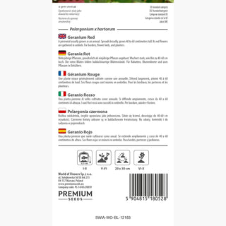 Géranium Rouge - Floraison longue, fleurs abondantes, idéale pour les conteneurs - Pelargonium x hortorum