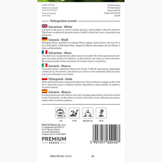 Géranium - Blanc - Idéale pour les pots et jardinières - Pelargonium zonale
