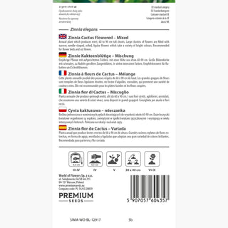 Zinnia à fleurs de Cactus - Mélange - Éclat de couleurs dans le jardin d’été - Zinnia elegans