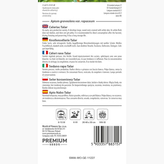 Céleri Rave Talar - Résistant, parfait pour les soupes, salades et conserves