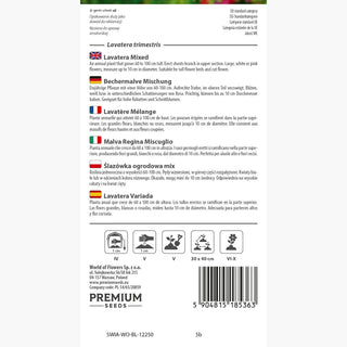 Lavatère Mélange - Grandes fleurs blanches et roses, idéales pour hauts massifs - Lavatera trimestris