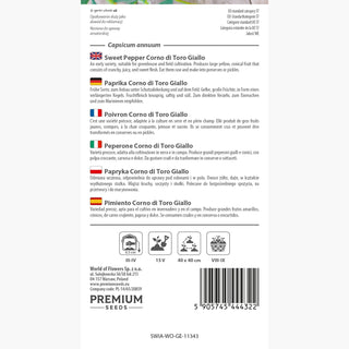 Poivron Corno di Toro Giallo - Précoce, productive, fruits intensément jaunes