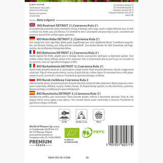 BIO Betterave DETROIT 2 - Variété biologique populaire et éprouvée