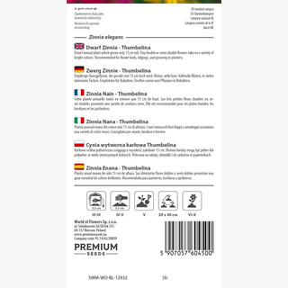 Zinnia Nain - Thumbelina - Variété compacte idéale pour les jardinières - Zinnia elegans