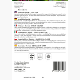 Betterave Opolski - Ruban à semer - Goût traditionnel - Culture facile
