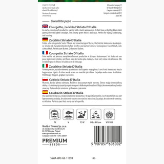 Courgette - Striato D'Italia - Chair tendre idéale pour les plats