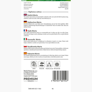 Radis Warta - Légèrement piquante à rendement régulier
