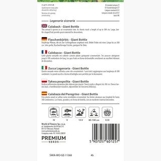 Calebasse - Giant Bottle - Grands fruits uniques en forme de bouteille - Lagenaria siceraria