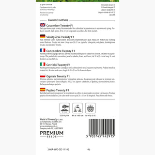 Concombre Twenty F1 - Excellente variété pour salades, pour tunnels et serres !