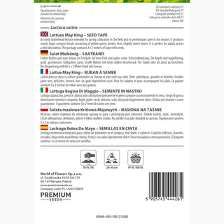 Laitue REINE DE MAI - Ruban à semer - Précoce, pommée, juteuse et résistante