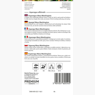 Asperge - Mary Washington - Traditionnelle, productive et savoureuse - Asparagus officinalis