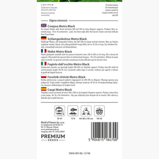 Niébé Metro Black - Gousses longues et sans fibres, idéales pour plats asiatiques et comme grimpante - Vigna sinensis