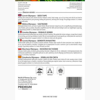 Carotte Olympus - Ruban à semer - Semis facile et récolte rapide