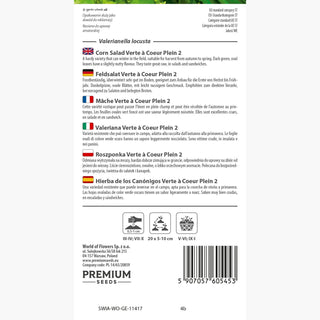 Mâche - Verte à Coeur Plein 2 - Délicate, précoce et à croissance rapide - Valerianella locusta