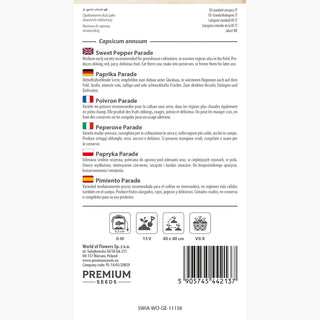 Poivron Parade - Douce et savoureuse, pour culture en serre, tunnel et plein champ