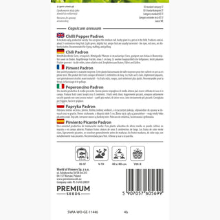 Piment Padron - Conique, légèrement piquante, espagnole