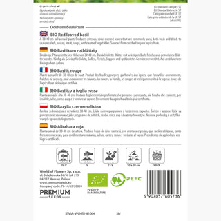 BIO Basilic rouge - Arôme intense, touche bordeaux originale pour le pesto - Ocimum basilicum